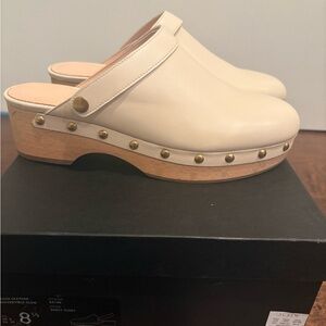 J. Crew Grace Convertible Leather Clogs in Dusty Ivory Size 8.5.